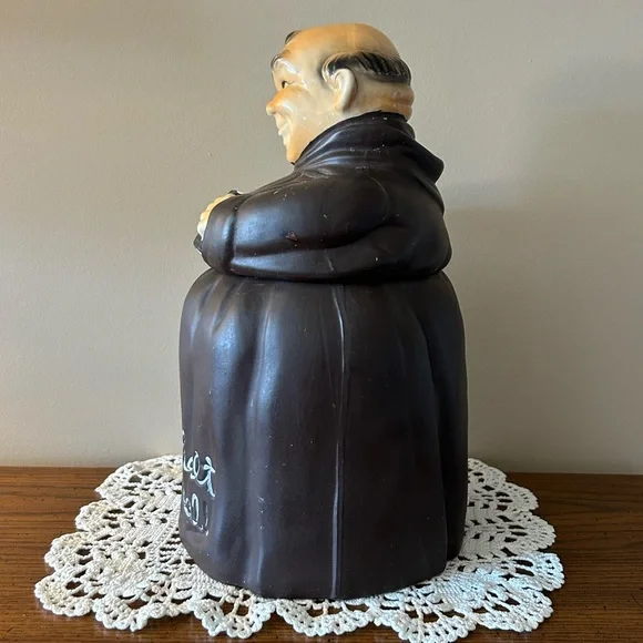 Vintage Friar Monk Cookie Jar 'Thou Shalt Not Steal' Japan holding book - Picture 2 of 10